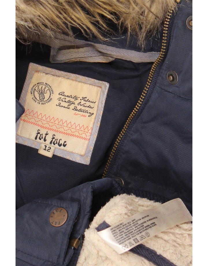 Fat Face Womens Hooded Padded Gilet UK 12 Medium Navy Blue Polyester