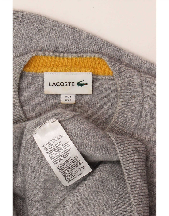 Suéter masculino Lacoste com gola redonda tamanho 3 pequeno cinza colorblock lã