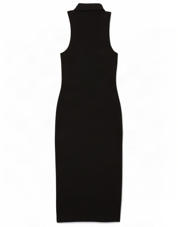 Zara vestido feminino sem mangas sem mangas UK 12 algodão preto médio