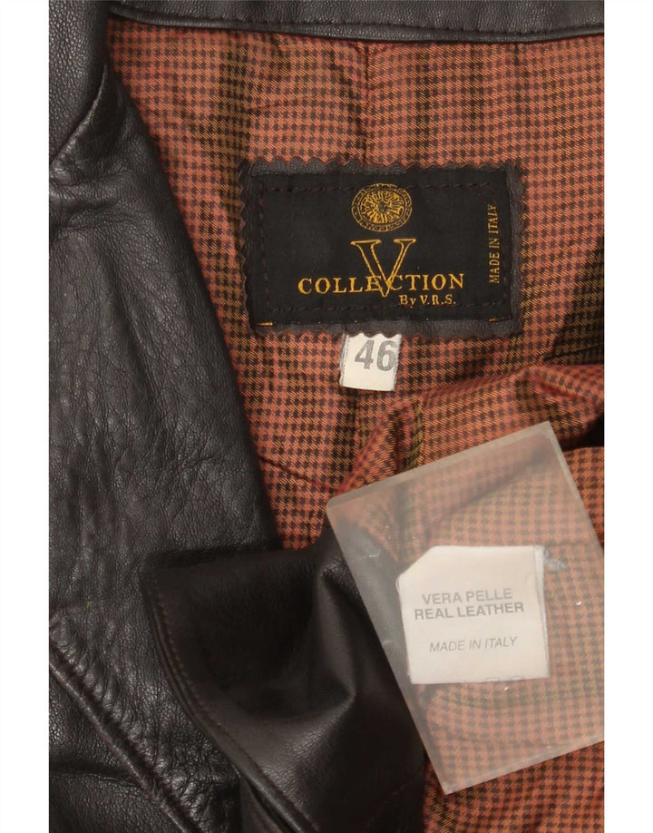 Jaqueta blazer feminina vintage de couro com 1 botão IT 46 grande preta
