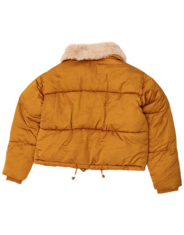 Jaqueta acolchoada de grandes dimensões da colheita das mulheres de Topshop poliéster amarelo pequeno Reino Unido 10