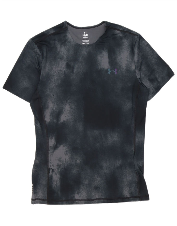 Under Armour Camiseta masculina justa pequena preta tie-dye poliéster