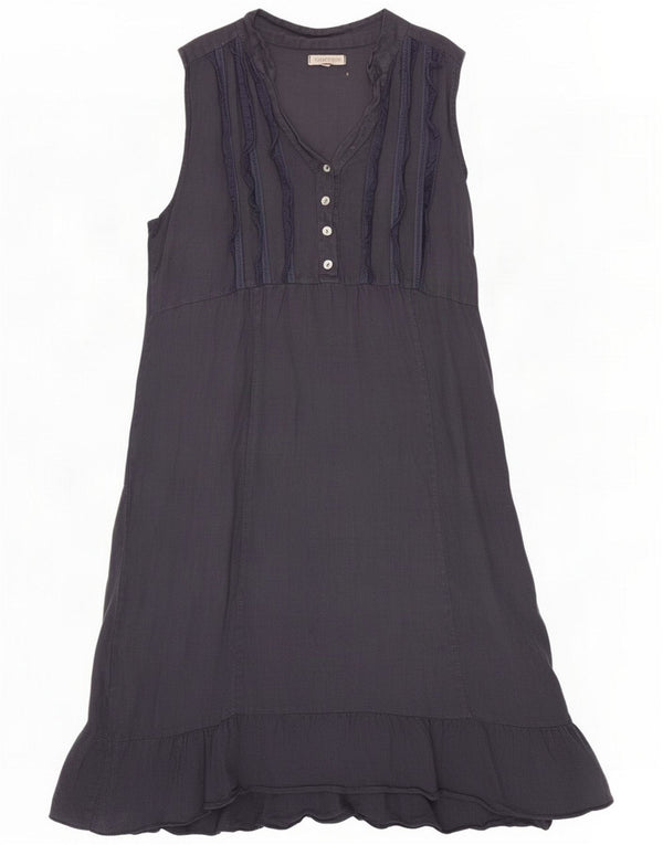 Lina Tomei Womens Sleeveless A-Line Dress UK 12 Medium Navy Blue Linen