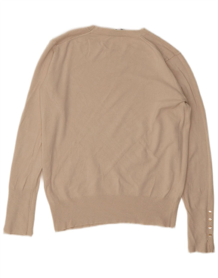 Zara Suéter feminino com gola redonda, Reino Unido 12 Médio Bege