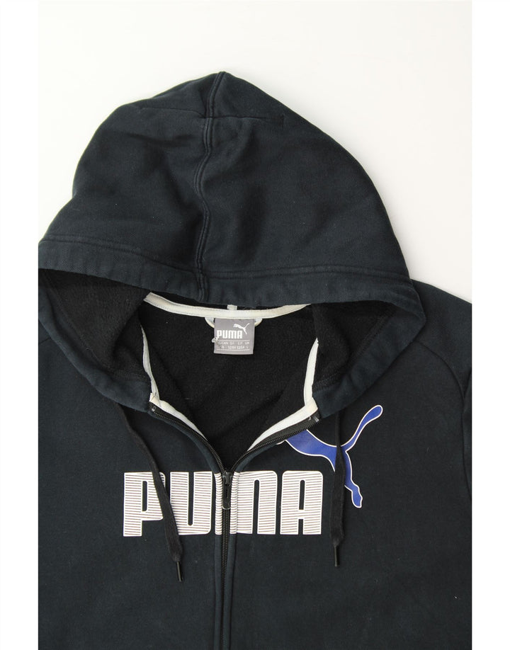 PUMA Mens Graphic Zip Hoodie Sweater Large Navy Blue Cotton Vintage Puma and Second-Hand Puma from Messina Hembry 