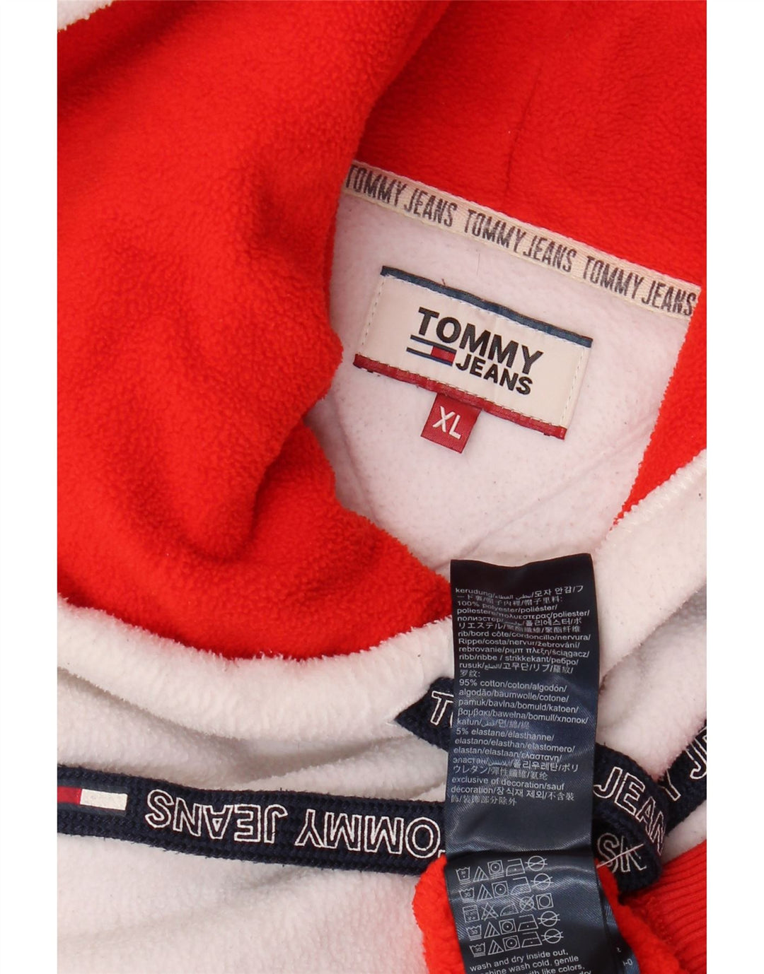 Suéter masculino de lã com capuz TOMMY HILFIGER XL vermelho colorblock poliéster