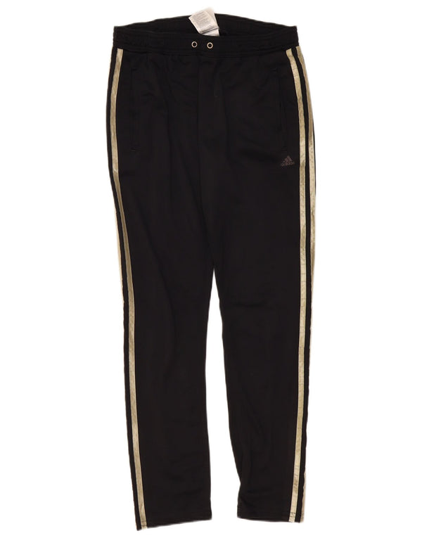 Calça de treino feminina Adidas UK 10 pequena poliéster preto