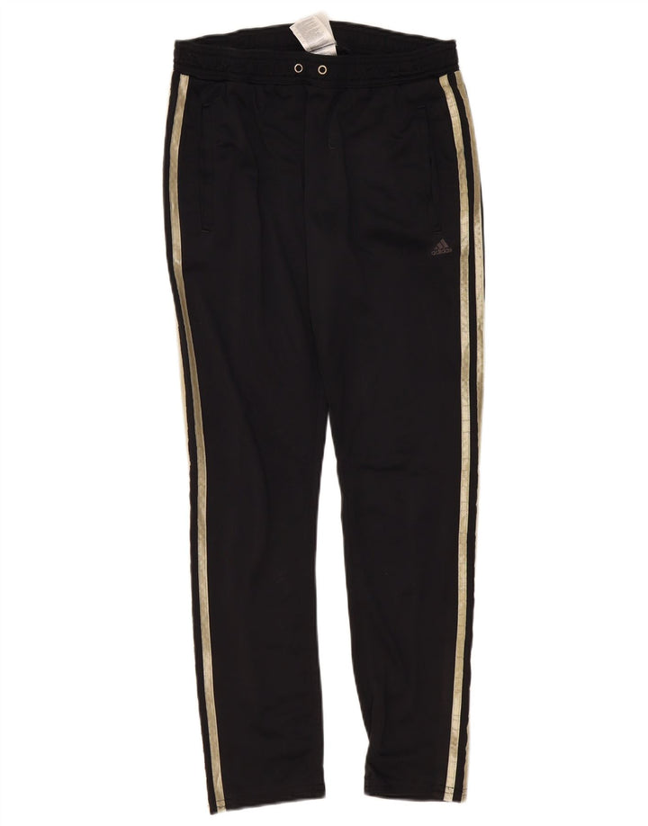 Calça de treino feminina Adidas UK 10 pequena poliéster preto