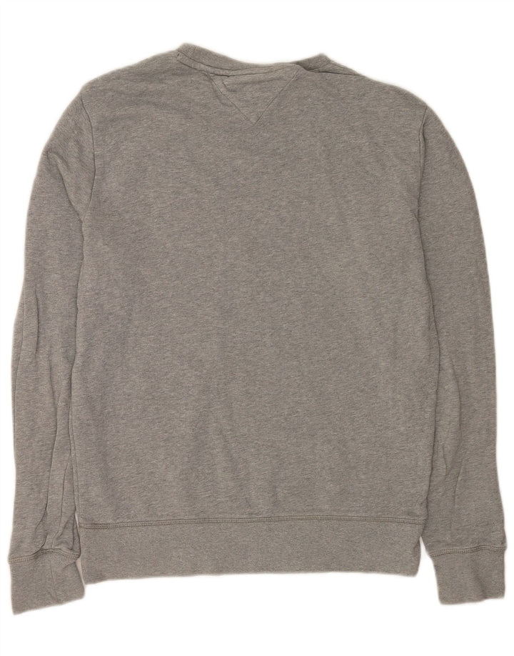 Tommy Hilfiger masculino vintage fit moletom jumper médio cinza manchado