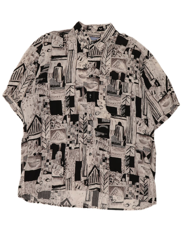 Camisa masculina vintage de manga curta XL cinza geométrica