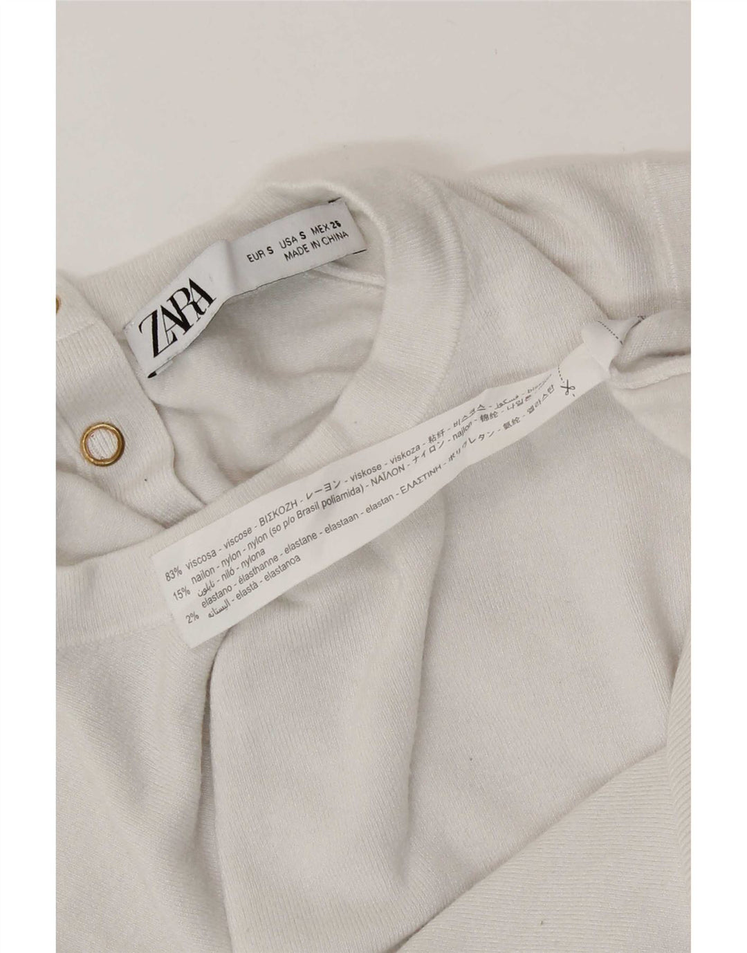 Regata feminina Zara com colete curto Reino Unido 8 pequena viscose branca