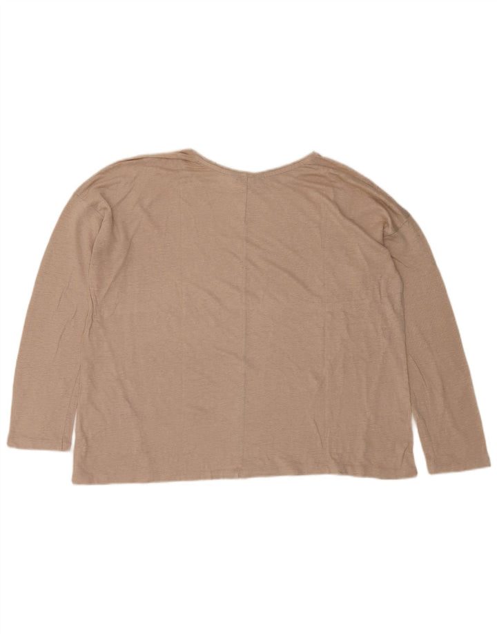 Top feminino Massimo Dutti manga comprida UK 18 XL bege manchado