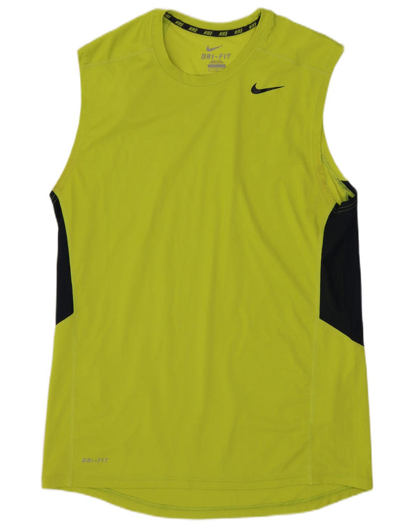 Nike Mens Dri Fit Vest Top Médio Verde Colourblock