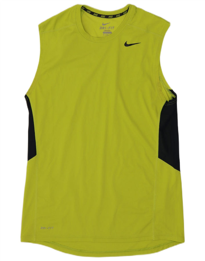 Nike Mens Dri Fit Vest Top Médio Verde Colourblock