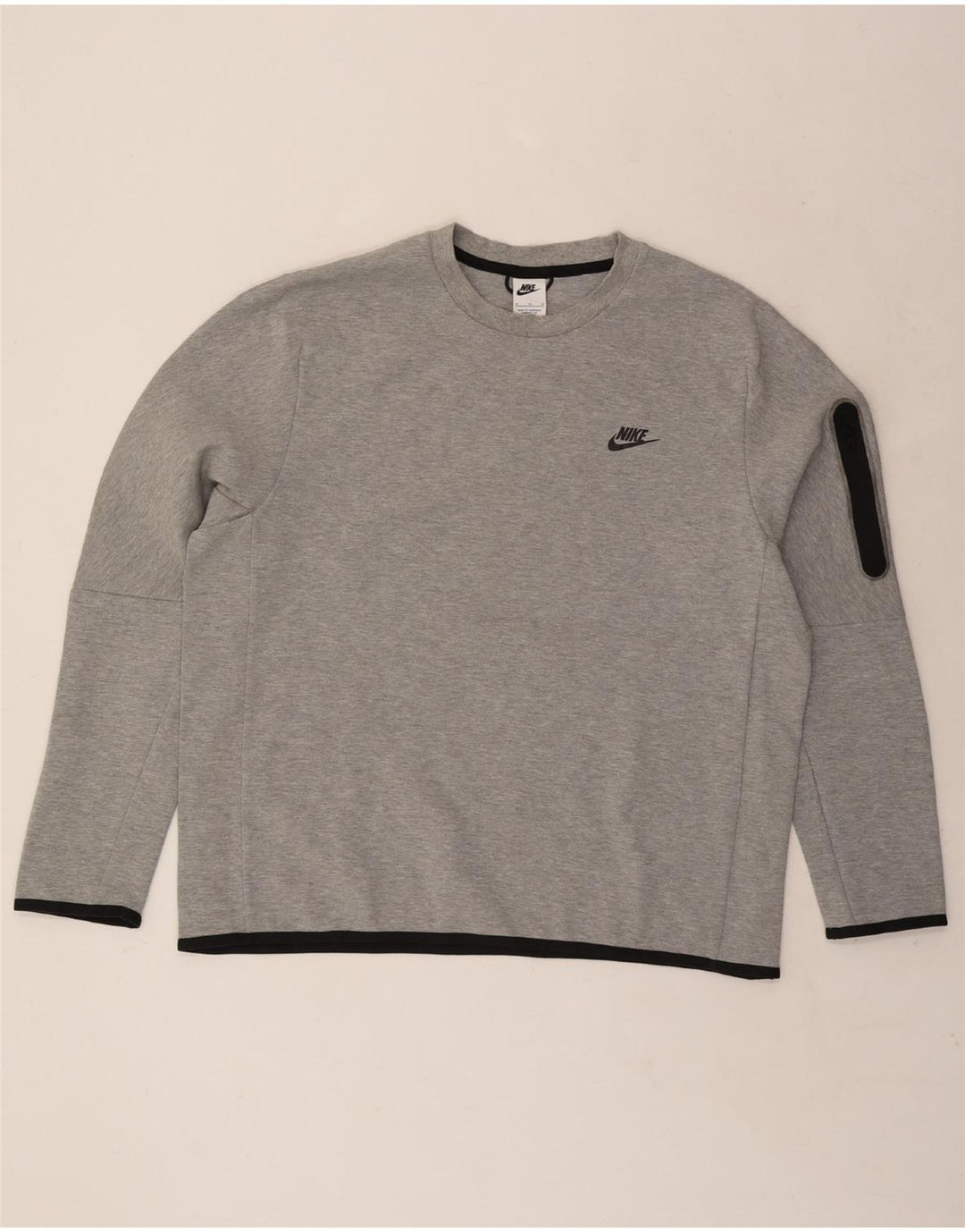 NIKE Masculino Top Manga Longa XL Cinza Algodão