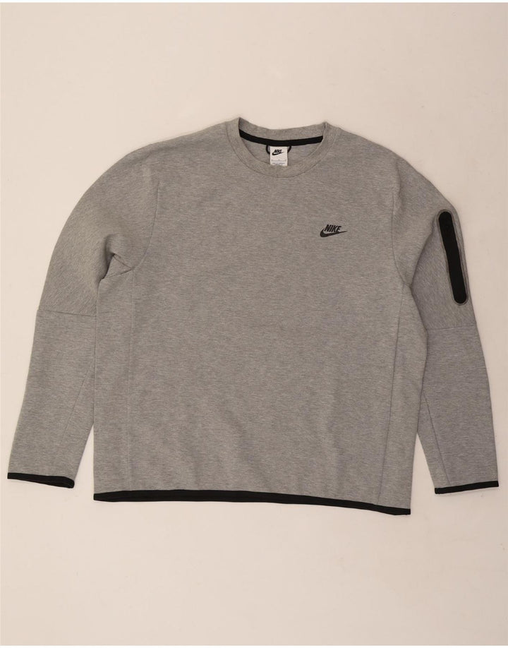 NIKE Masculino Top Manga Longa XL Cinza Algodão