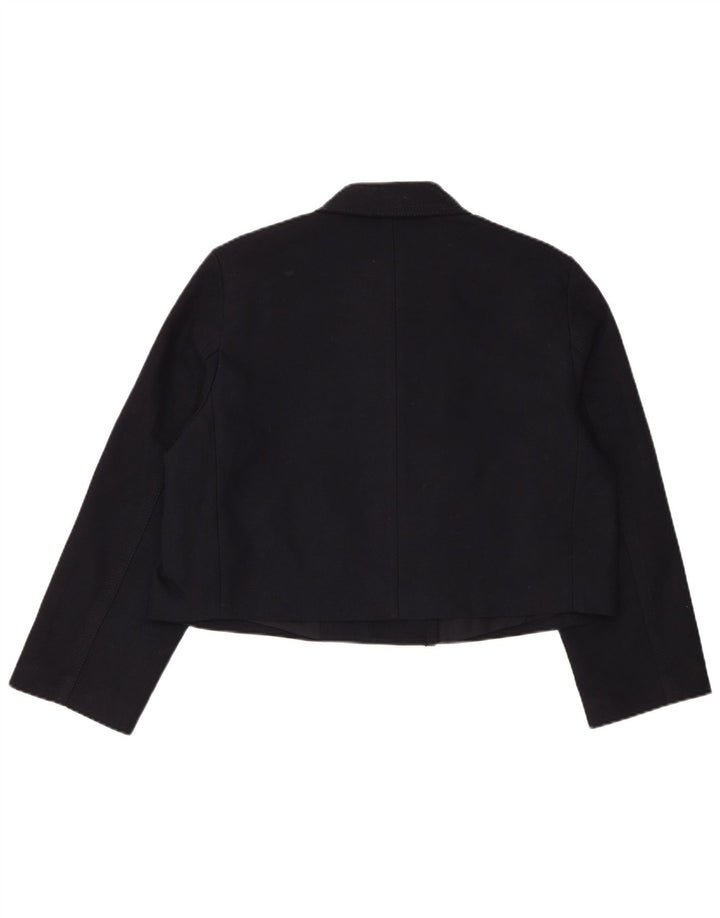 Jaqueta blazer feminina H&M com peito duplo grande Reino Unido 14 azul marinho médio