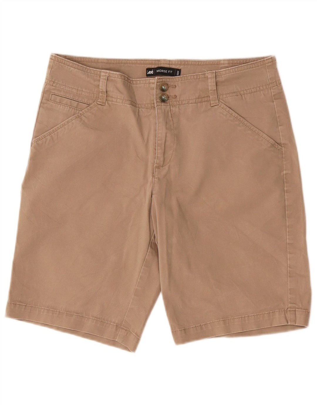 Shorts casuais femininos de cintura média LEE EUA 6 médio W32 algodão bege