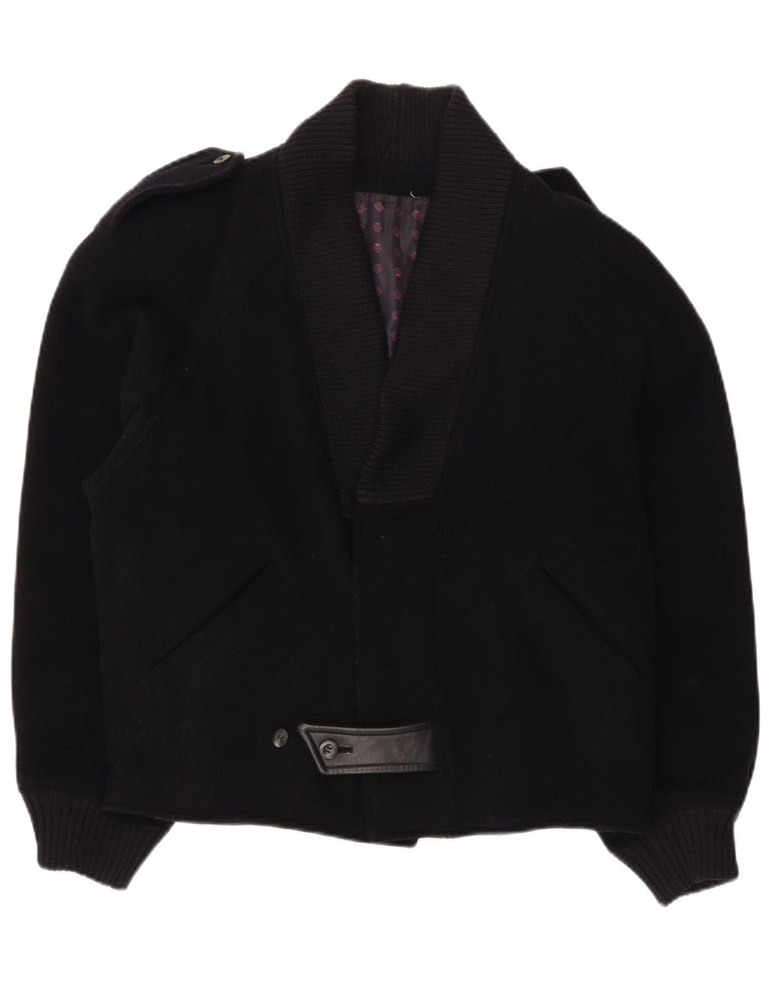 Jaqueta bomber militar masculina vintage IT 48 lã virgem azul marinho médio