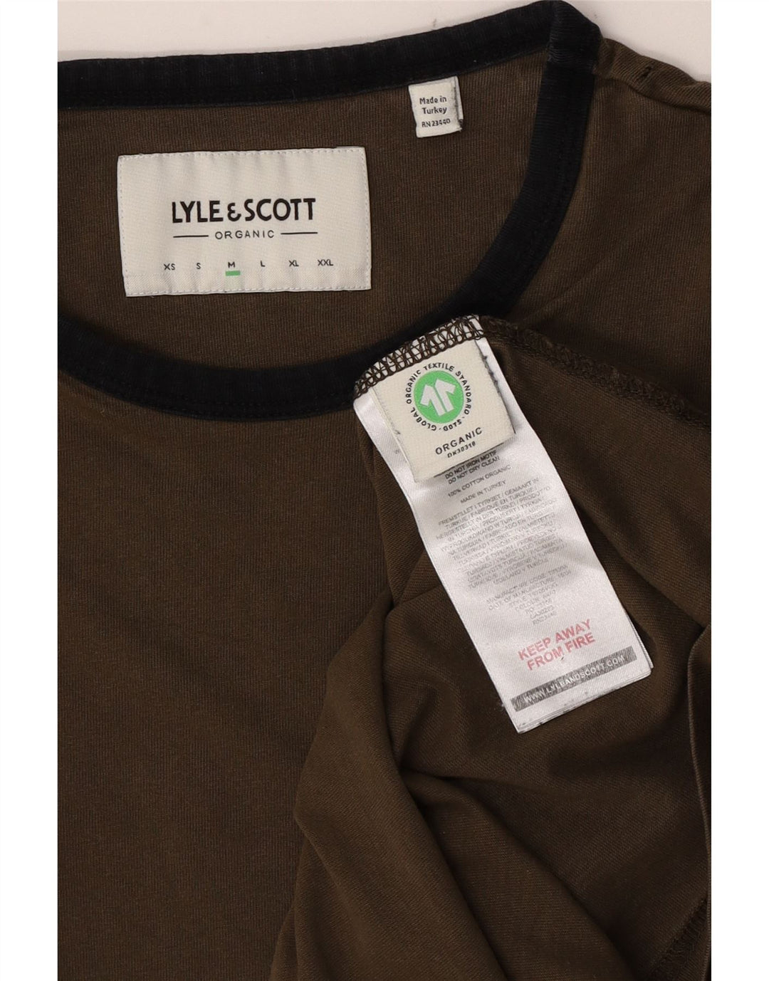 Camiseta masculina Lyle & Scott de algodão cáqui médio