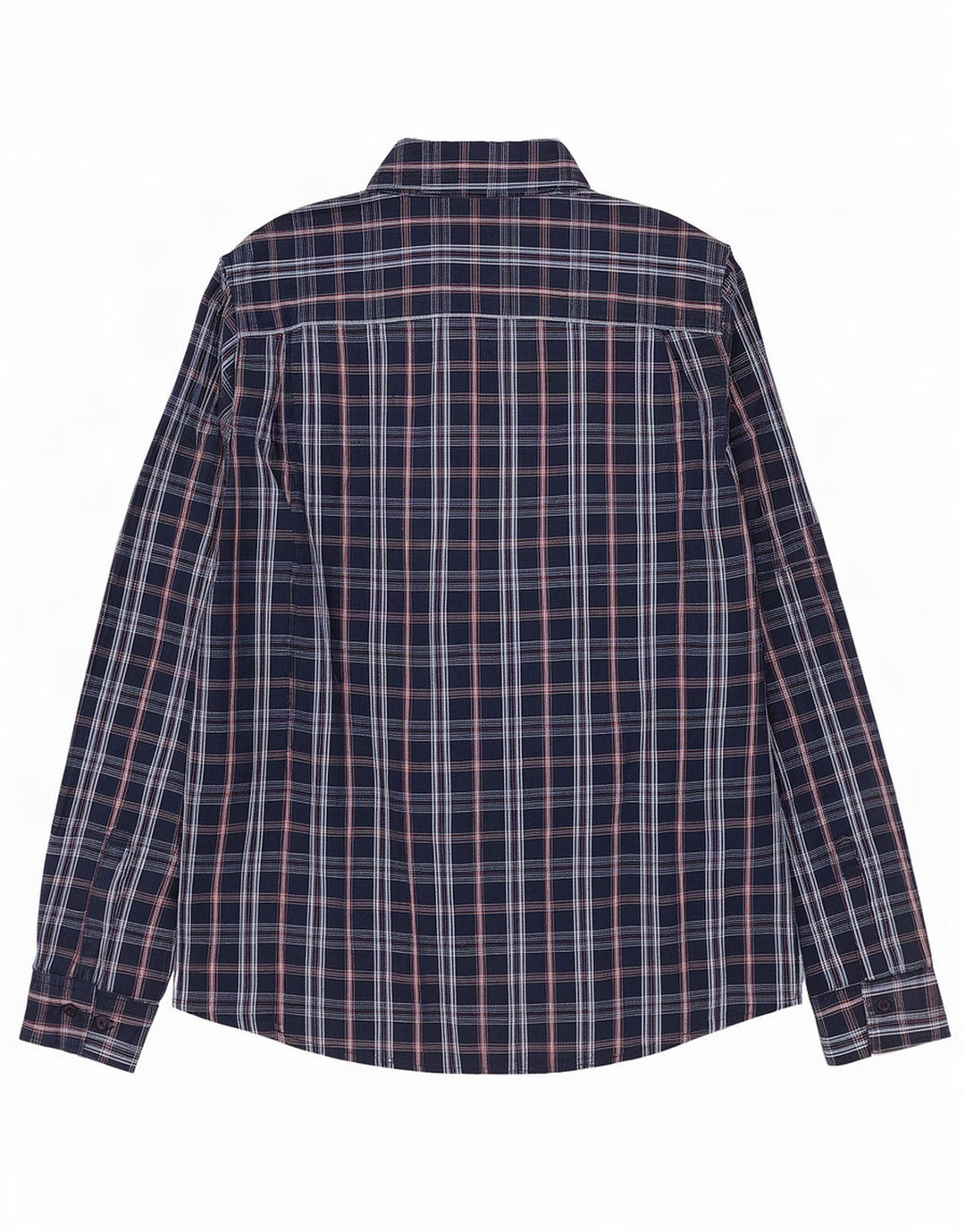 Camisa Wrangler masculina média azul marinho xadrez algodão
