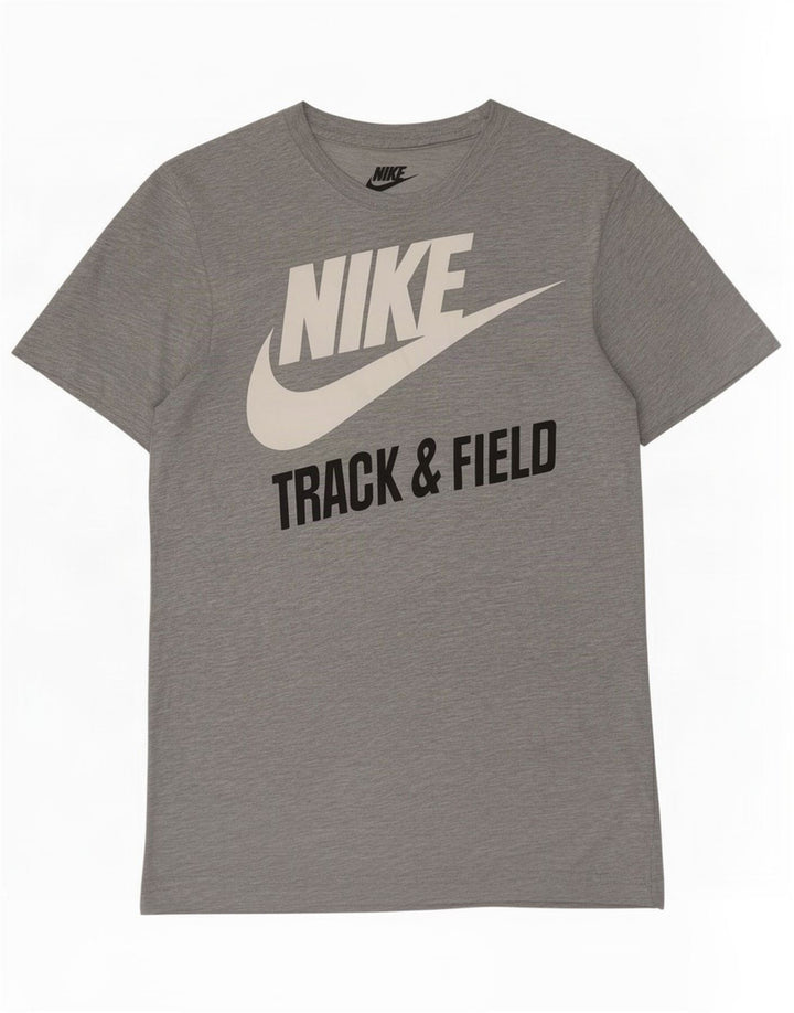 Camiseta Nike masculina Slim Fit Graphic Top cinza médio manchado de poliéster