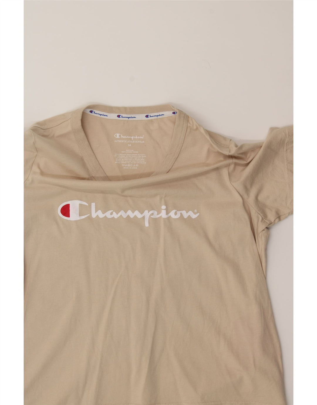 CHAMPION Girls Graphic T-Shirt Top 13-14 Years Beige Cotton Vintage Champion and Second-Hand Champion from Messina Hembry 