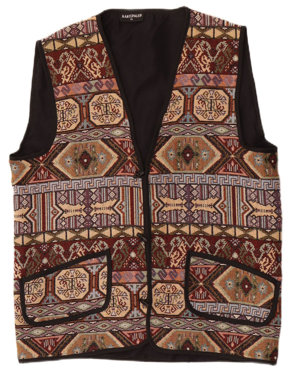 Colete Vintage Masculino XL Marrom Geométrico