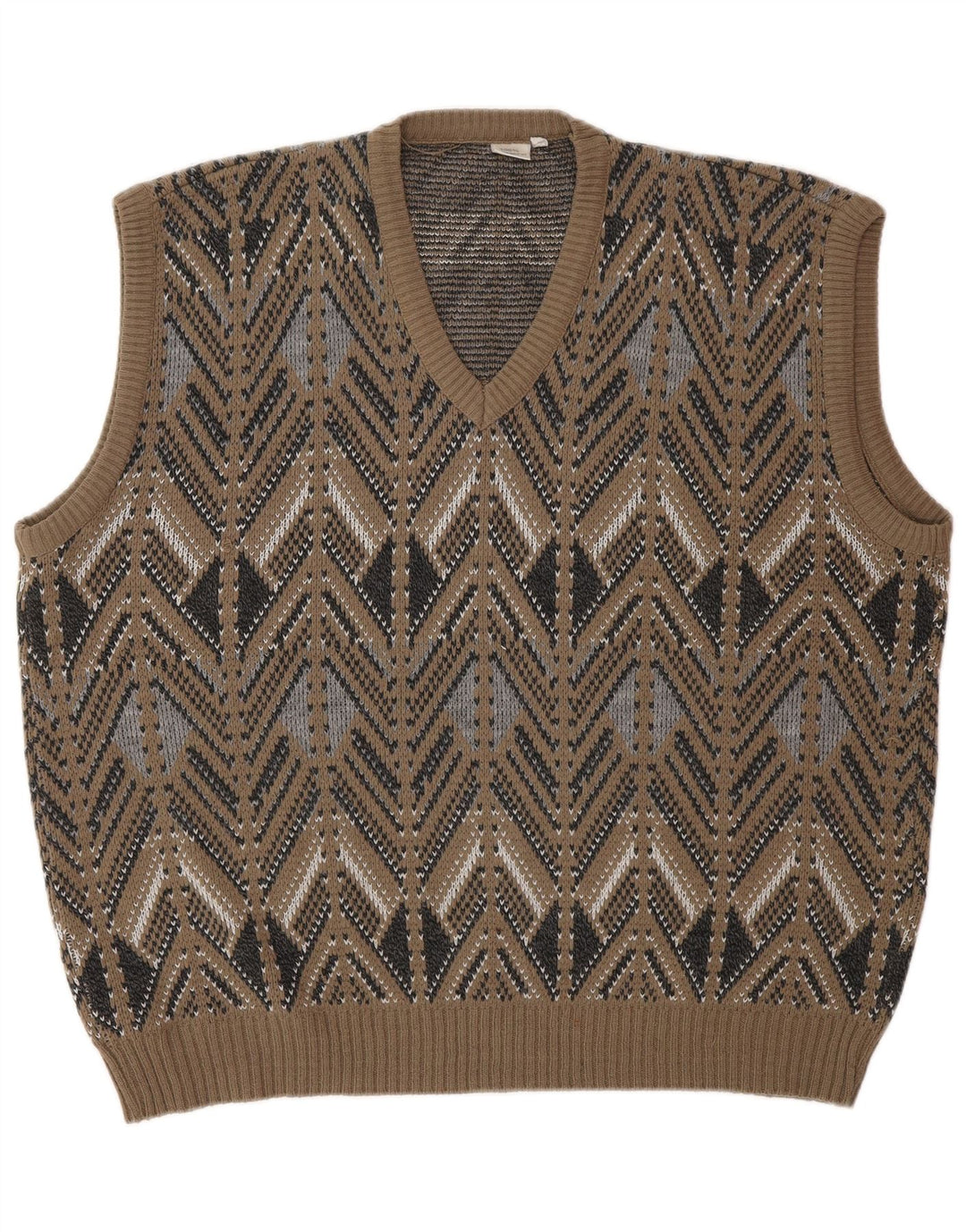 Regata masculina VINTAGE com colete IT 52 grande marrom Fair Isle