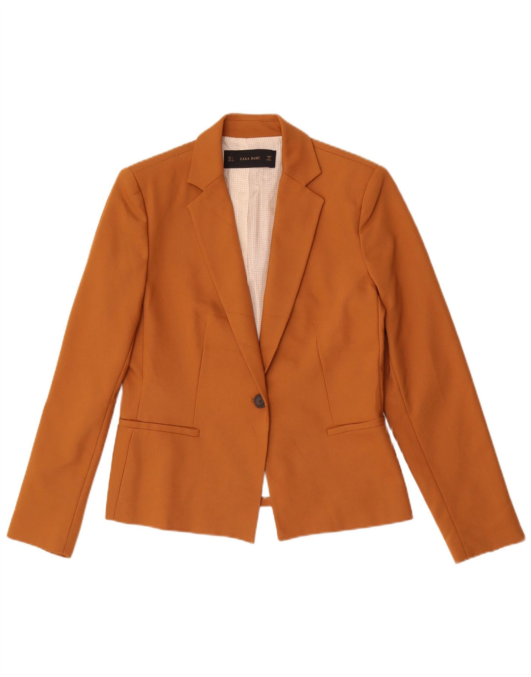Jaqueta blazer feminina Zara com 1 botão Reino Unido 14 grande poliéster bege