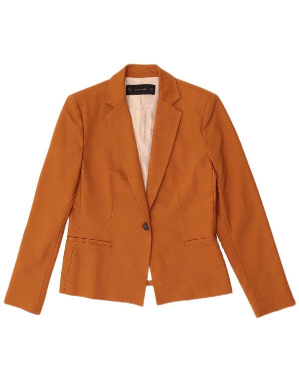 Jaqueta blazer feminina Zara com 1 botão Reino Unido 14 grande poliéster bege