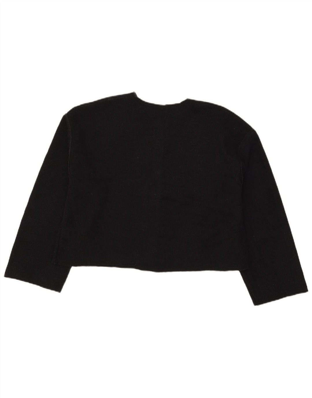 Zara Womens Crop Cardigan Sweater UK 12 Médio Preto Poliéster