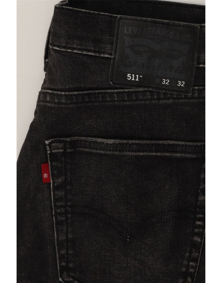 Levi's Masculino 511 Slim Jeans W32 L32 Algodão Preto
