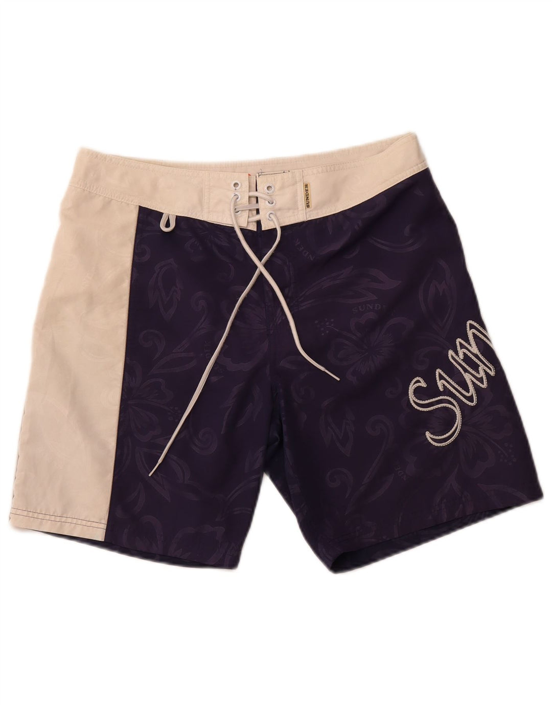 Shorts de natação masculino SUNDEK gráfico médio azul marinho poliéster floral