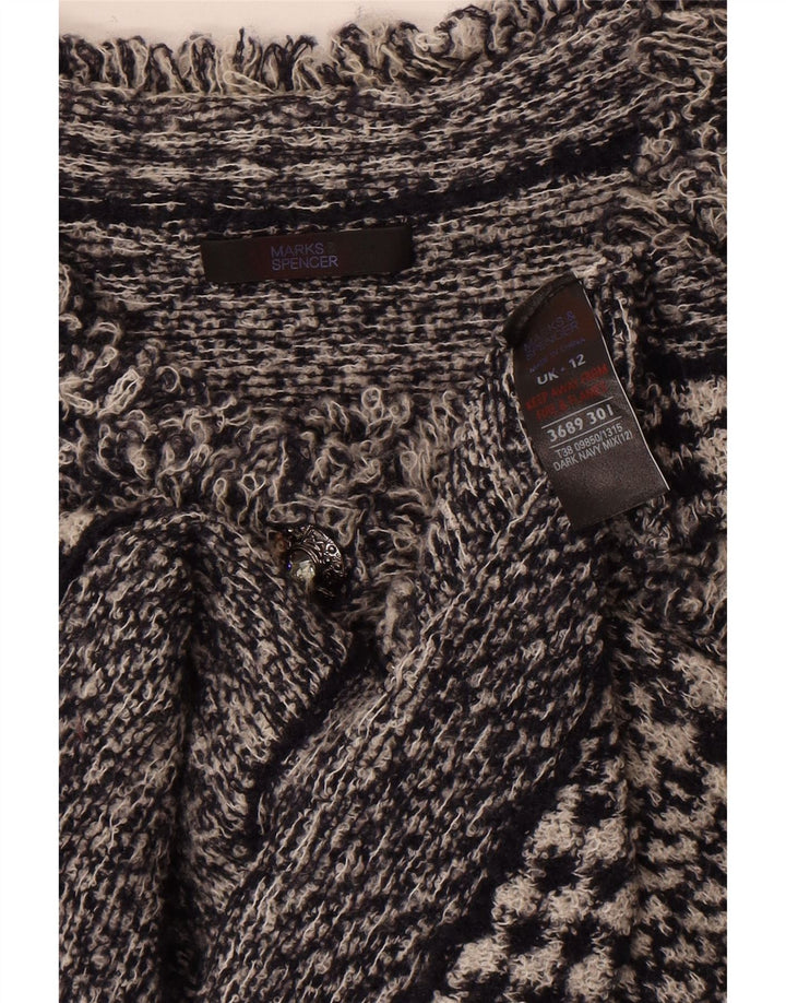 Suéter cardigã feminino Marks & Spencer UK 12 médio azul marinho Houndstooth