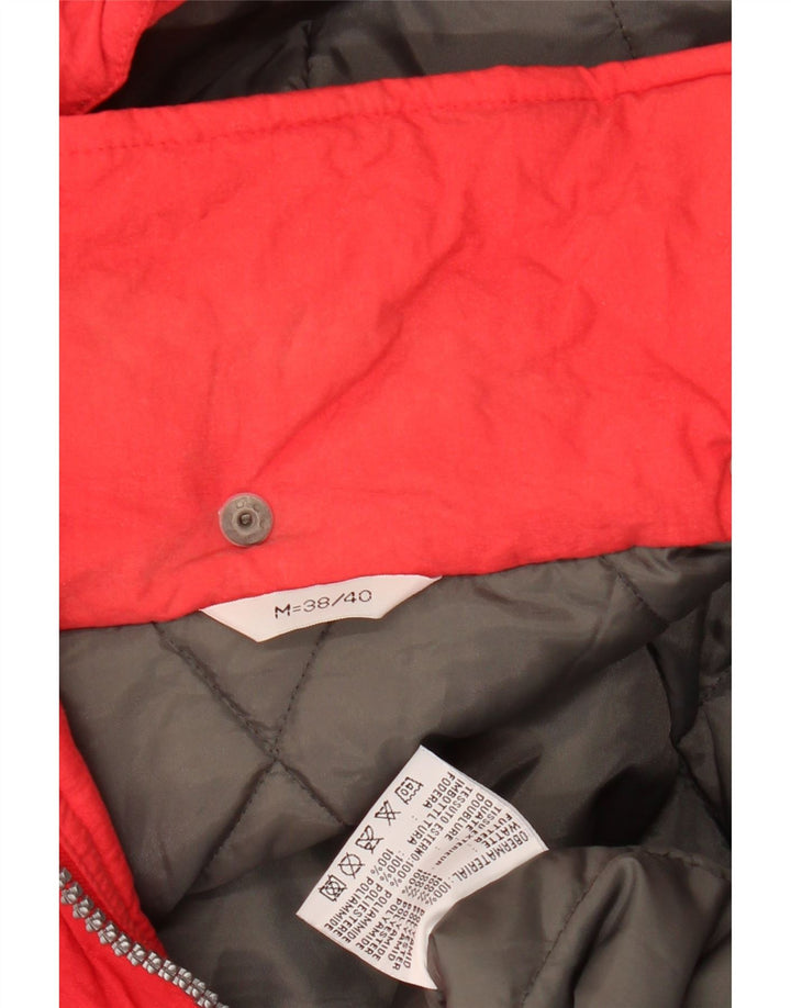 Jaqueta corta-vento vintage feminina com capuz grande UE 38/40 vermelho médio
