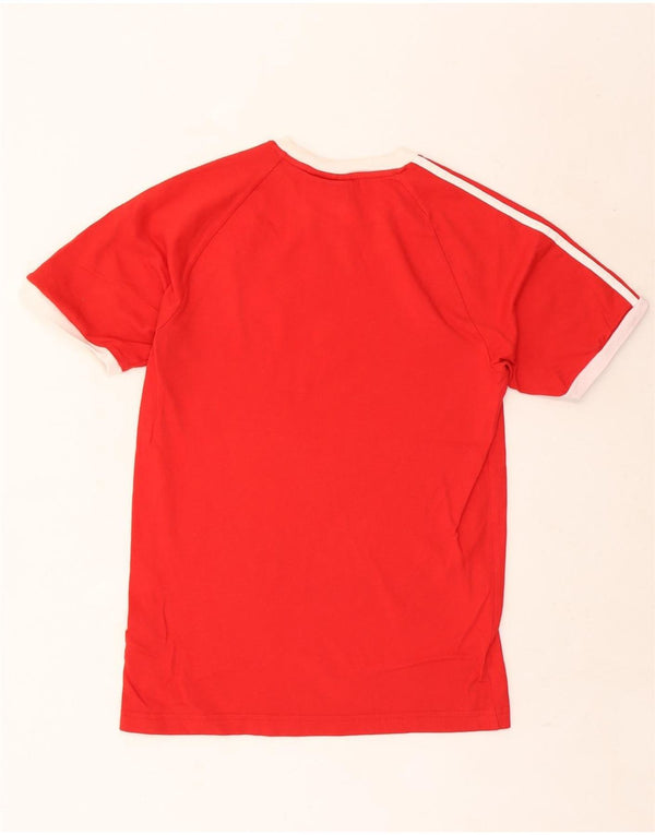 Adidas Mens T-Shirt Top Pequeno Algodão Vermelho