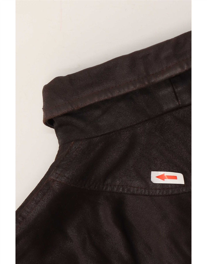 Jaqueta de couro feminina vintage IT 44 marrom médio