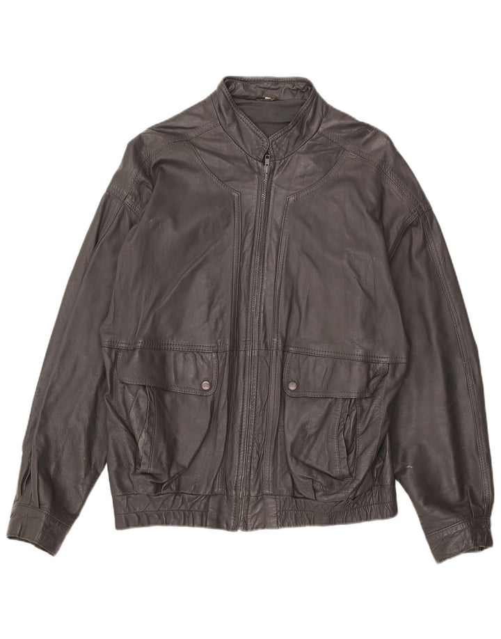 Jaqueta de couro masculina vintage IT 54 2XL cinza