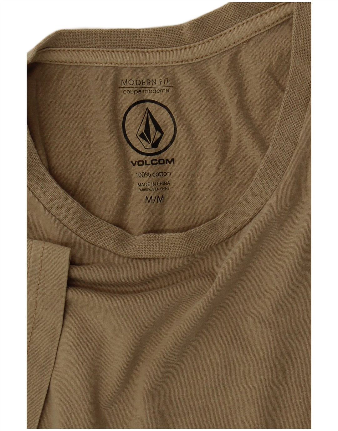 Camiseta masculina Volcom Modern Fit Top de algodão cáqui médio
