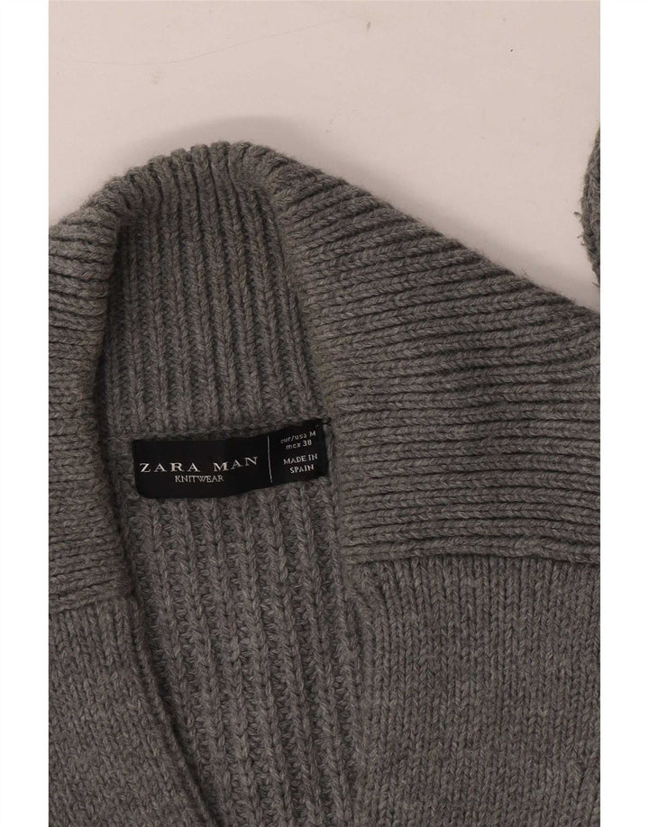 Suéter cardigã masculino Zara cinza médio
