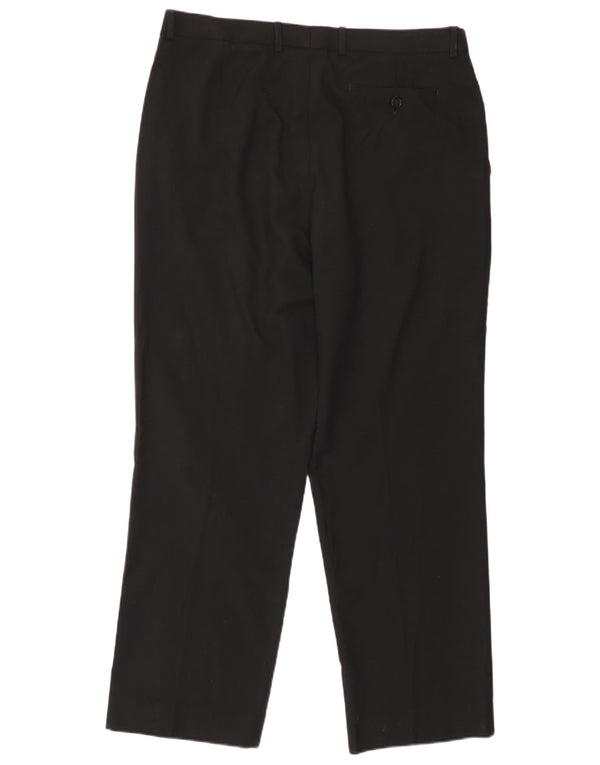 Calça masculina de terno reto Marks & Spencer W36 L29 poliéster preto