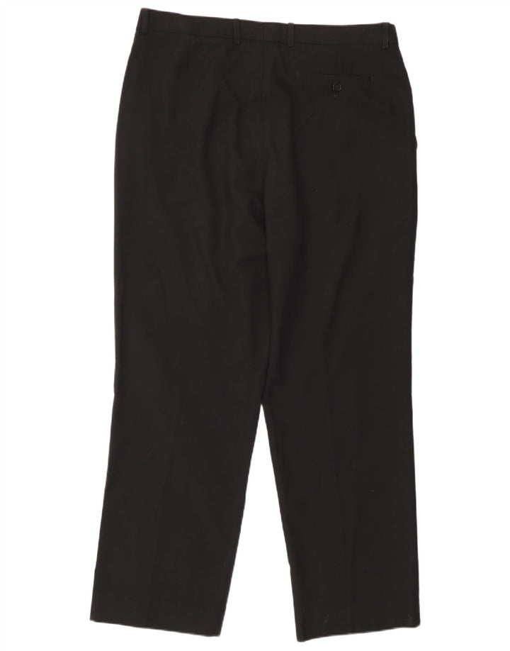 Calça masculina de terno reto Marks & Spencer W36 L29 poliéster preto