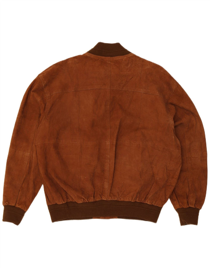 Jaqueta bomber masculina vintage de camurça IT 52 XL couro marrom