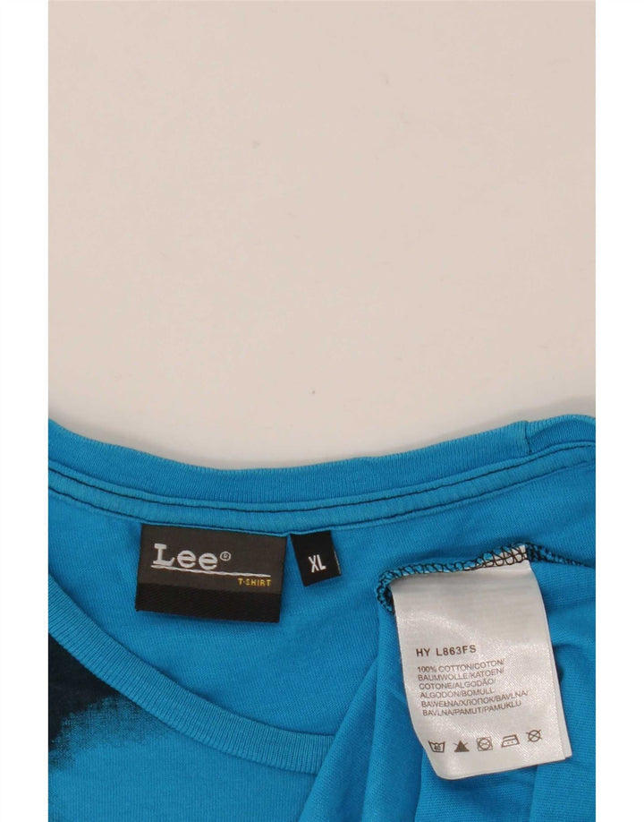 Lee Camiseta masculina gráfica Top XL algodão azul
