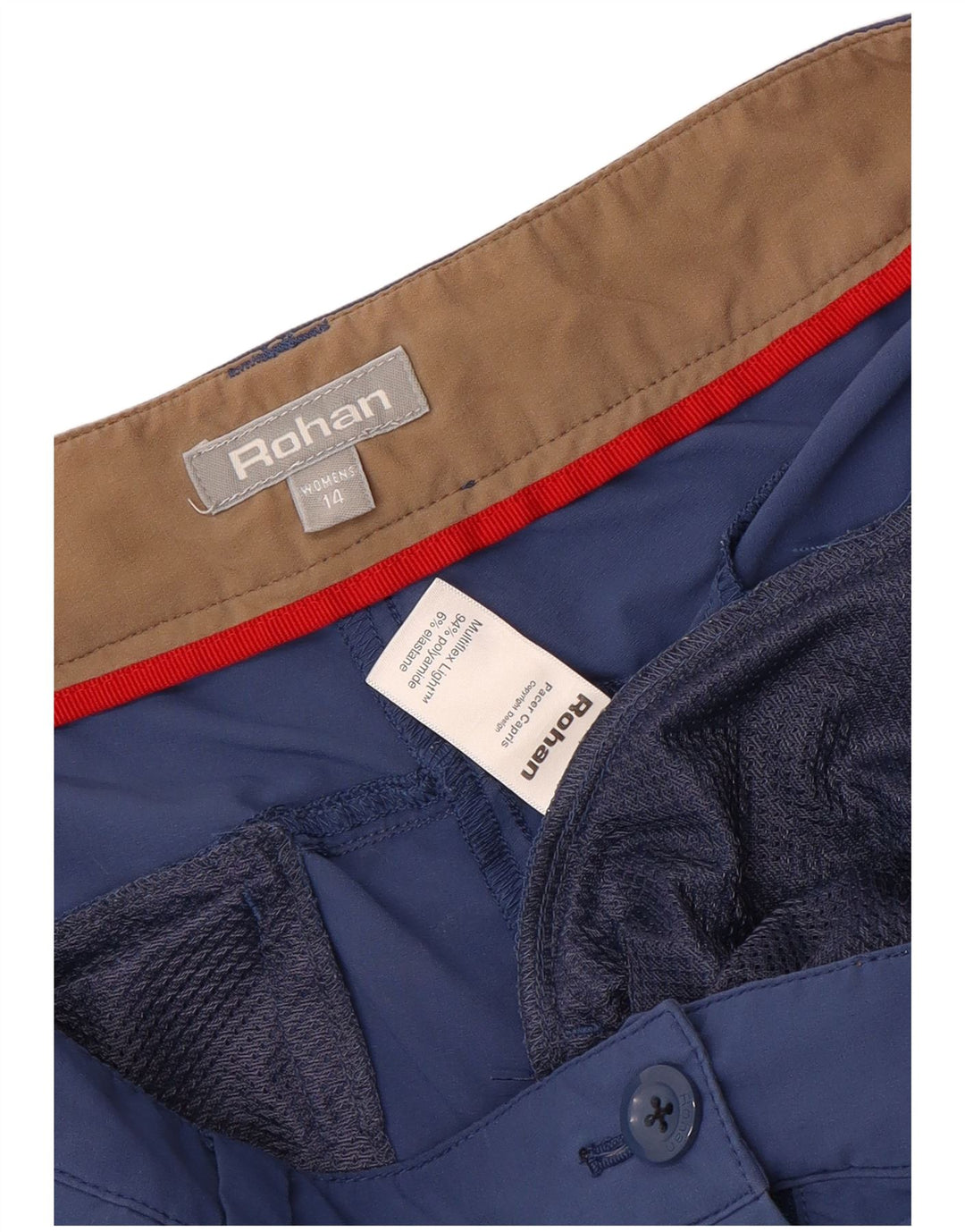 Calça Cargo Capri Feminina Rohan Reino Unido 14 Grande W36 L22 Azul Poliamida