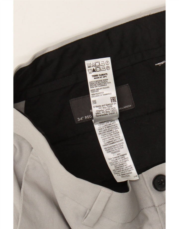 Calça Chino Masculina Marks & Spencer Regular Fit W34 L31 Cinza Poliéster