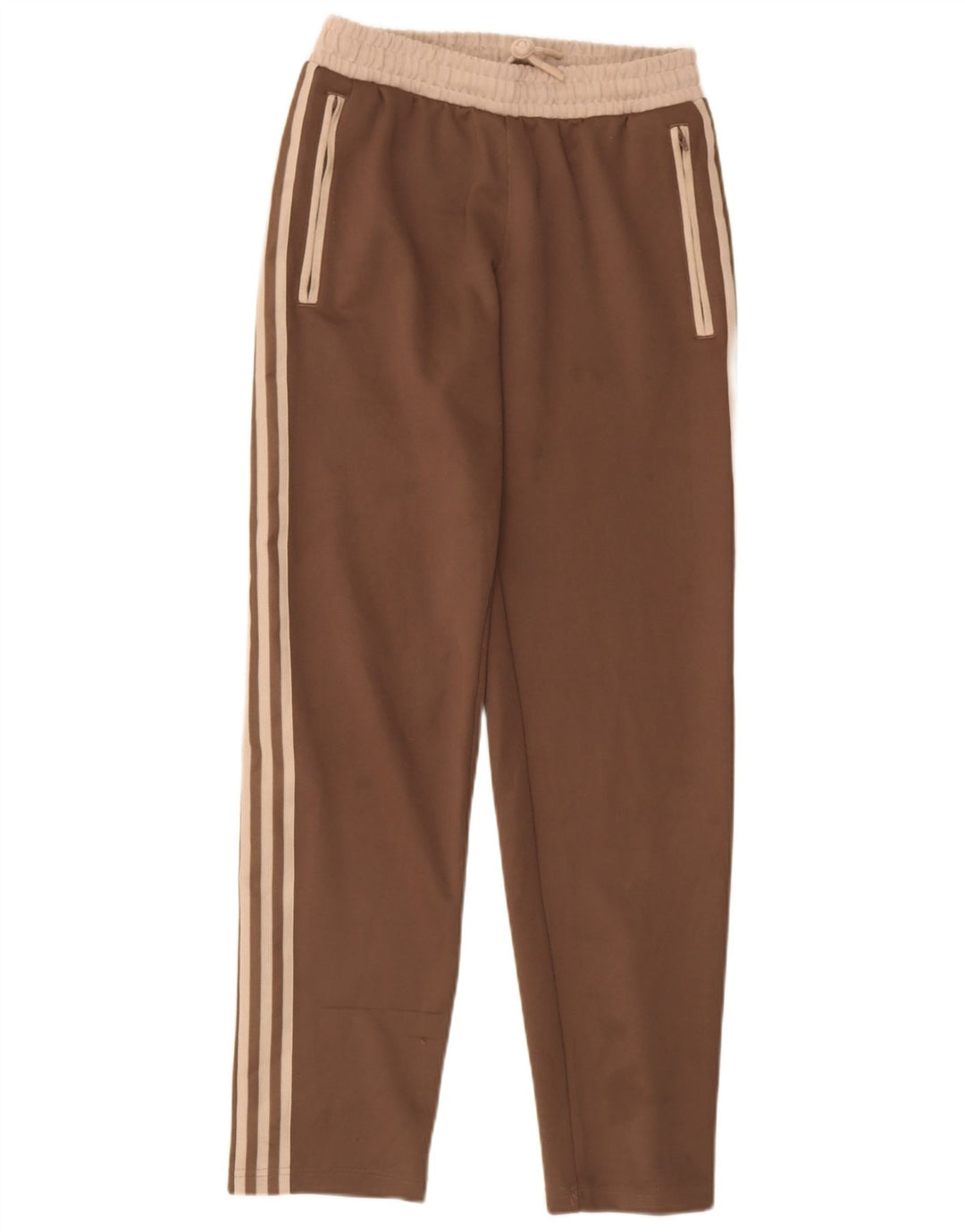 Calça de treino masculina Adidas pequena marrom colorblock poliéster