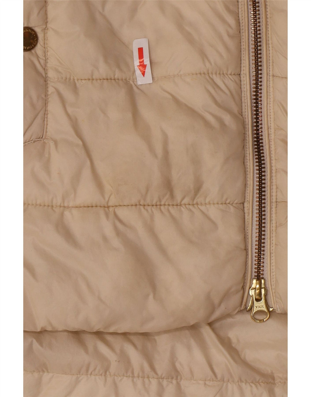 Casaco acolchoado com capuz feminino Barbour UK 10 pequeno bege poliamida