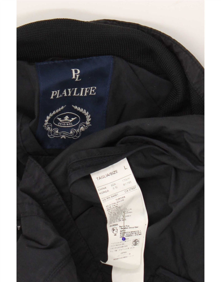 Jaqueta bomber feminina Playlife Reino Unido 16 grande algodão azul marinho